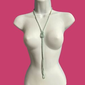 Vintage Mint Green Seed Bead 46" Super Long Twist Necklace